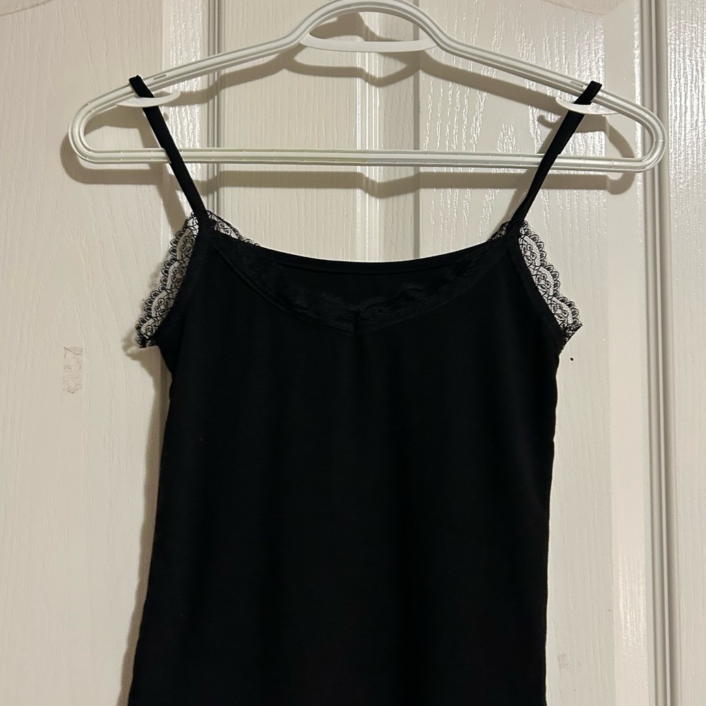 Black Lace Trim Cami Top